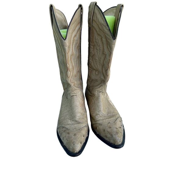 El General Ostrich Leather Western Cowboy Boots Mens Size 26.5 - Picture 5 of 9